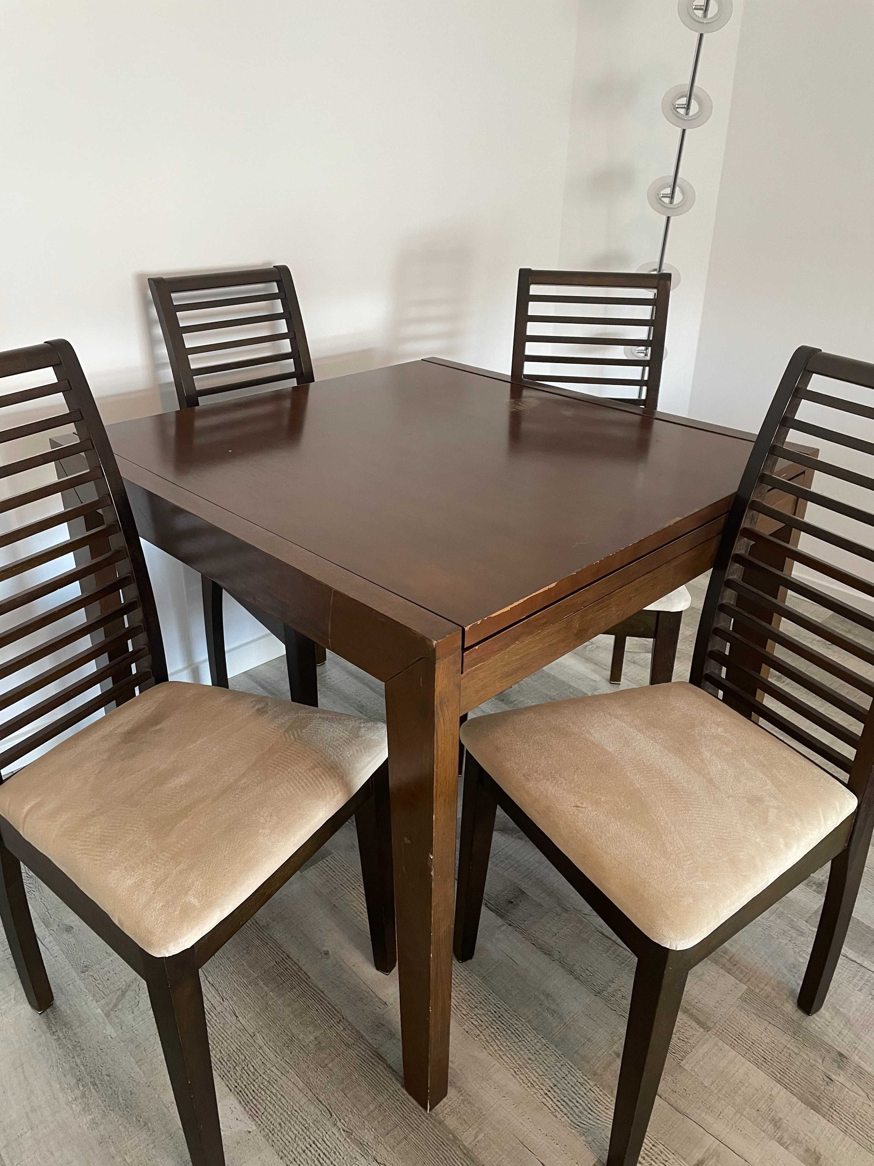 Mesa Madeira Vengue 90/90cm c/ 4 Cadeiras