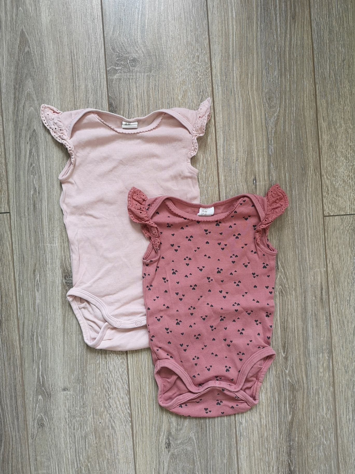 Zestaw Body dziewczęce z falbanką krótki rękaw 2 szt. H&M 62-68