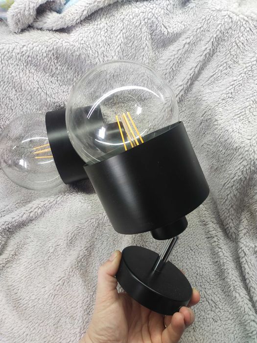 Żyrandol kinkiety czarne, żarówki