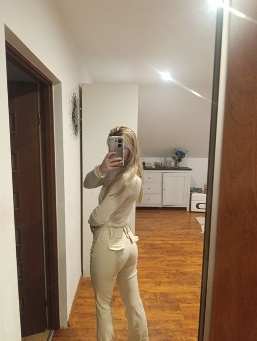 Spodnie poszerzane nogawki kobiece eldgbskcie xs s  nowe