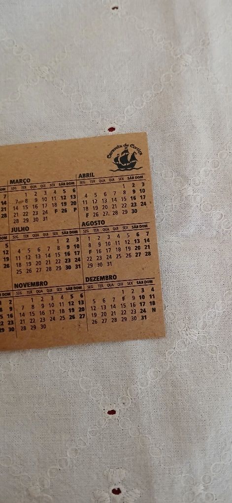 Calendário de cortiça de 2016