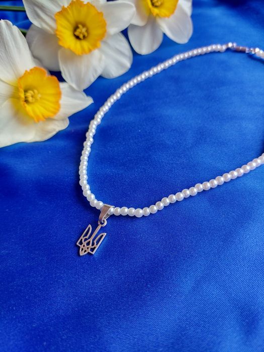 Чокер підвіска тризуб герб з бусин