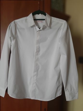 Biała koszula z długim rękawem 164