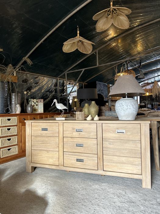 Komoda drewniana akacja jasna 180cm rustykalna nowoczesna farmhouse