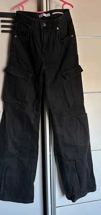 Czarne Cargo Spodnie Bershka