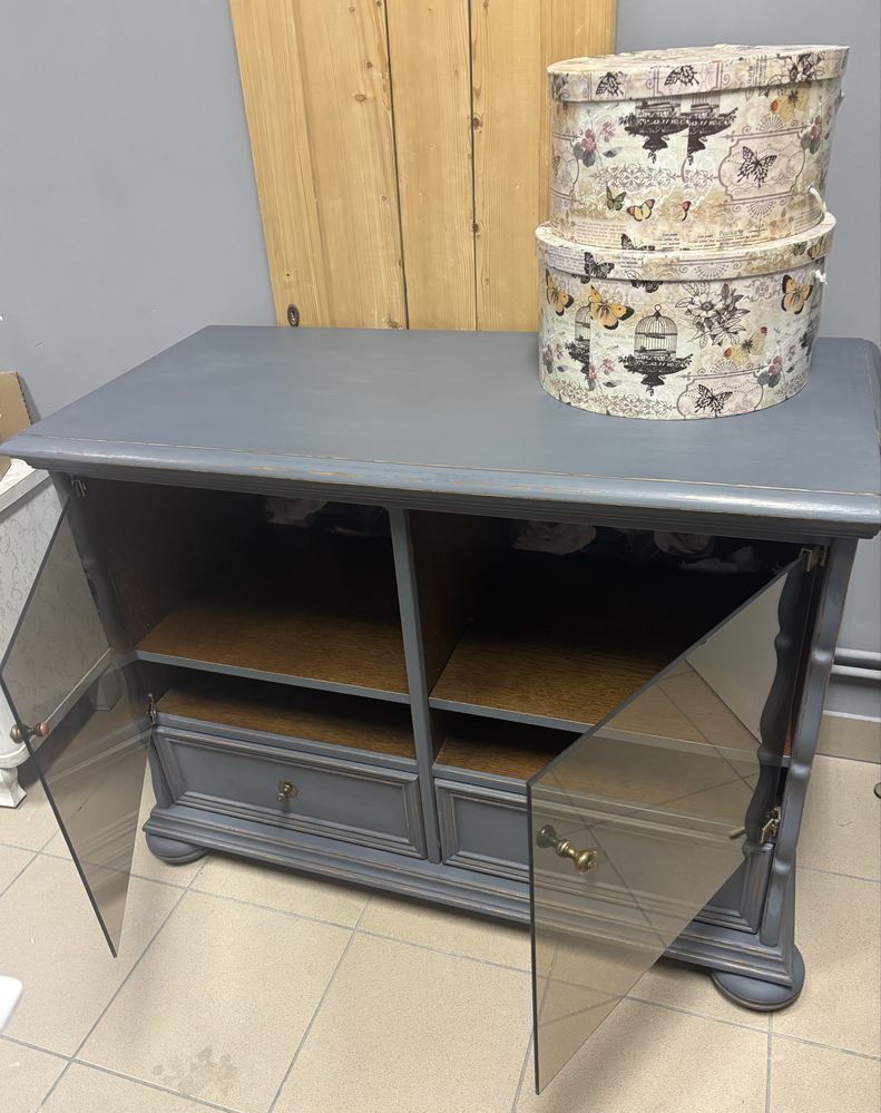 Szafka pod telewizor komoda szara grafit loft Shabby retro