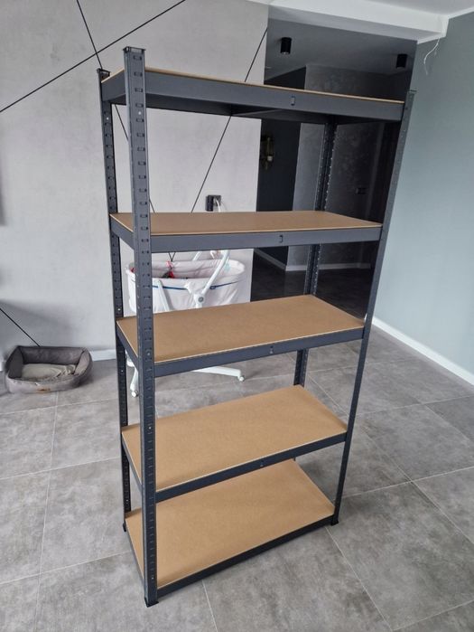 Nowy czarny regał magazynowy do piwnicy warsztatu garażu schowka loft