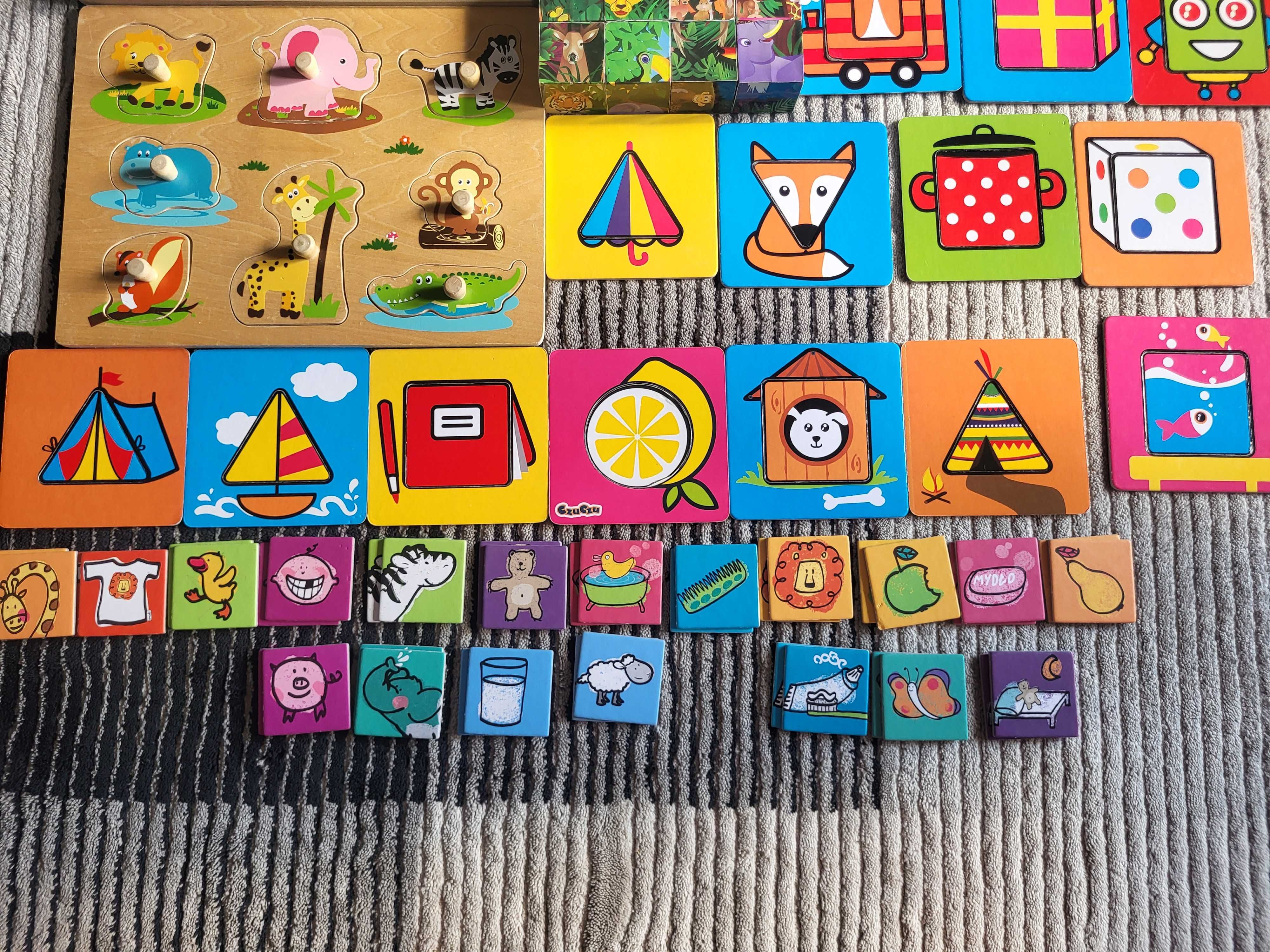 Puzzle z dźwiękiem, drewniane, memory, klocki, układanka CzuCzu