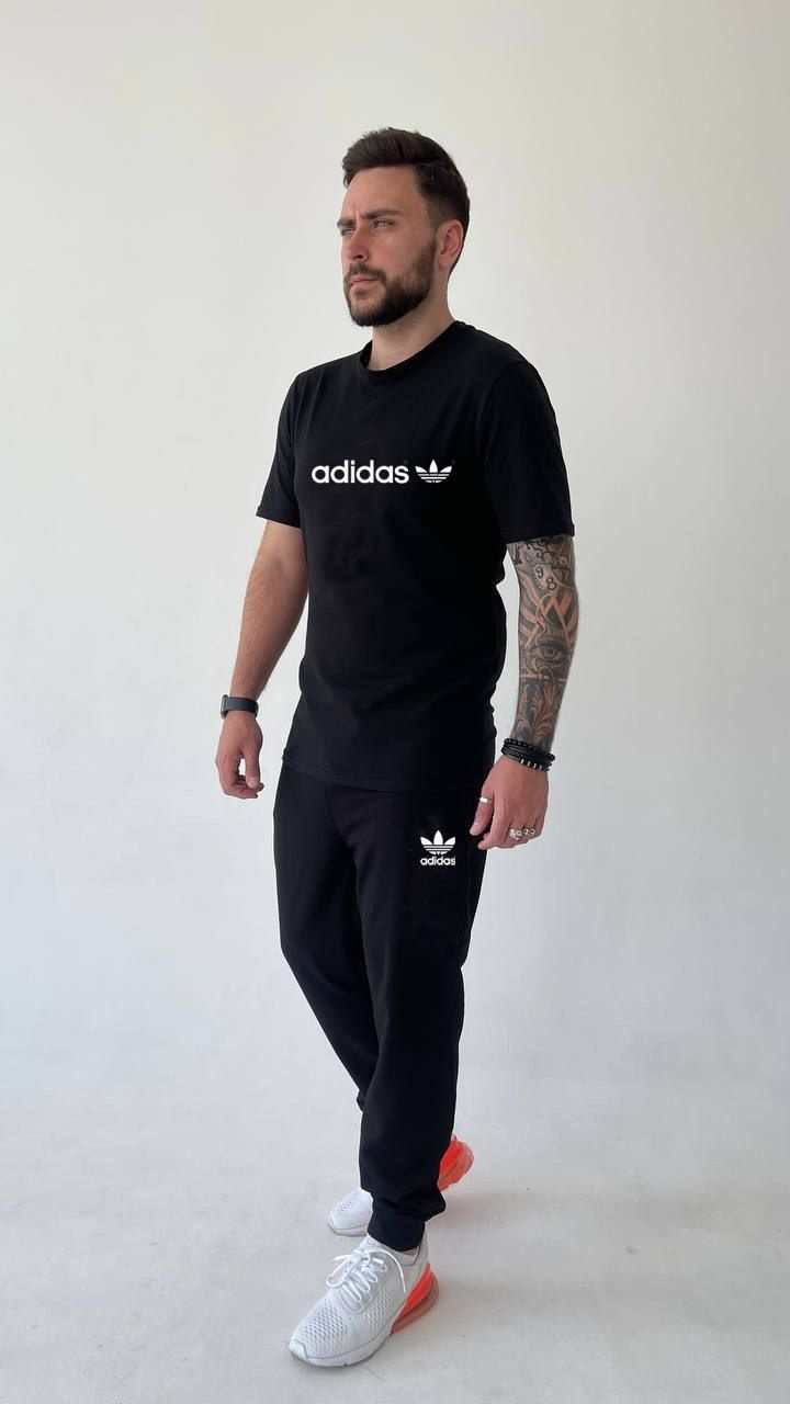 Костюм комплект чоловічий футболка штани спортивні чорний білий Nike