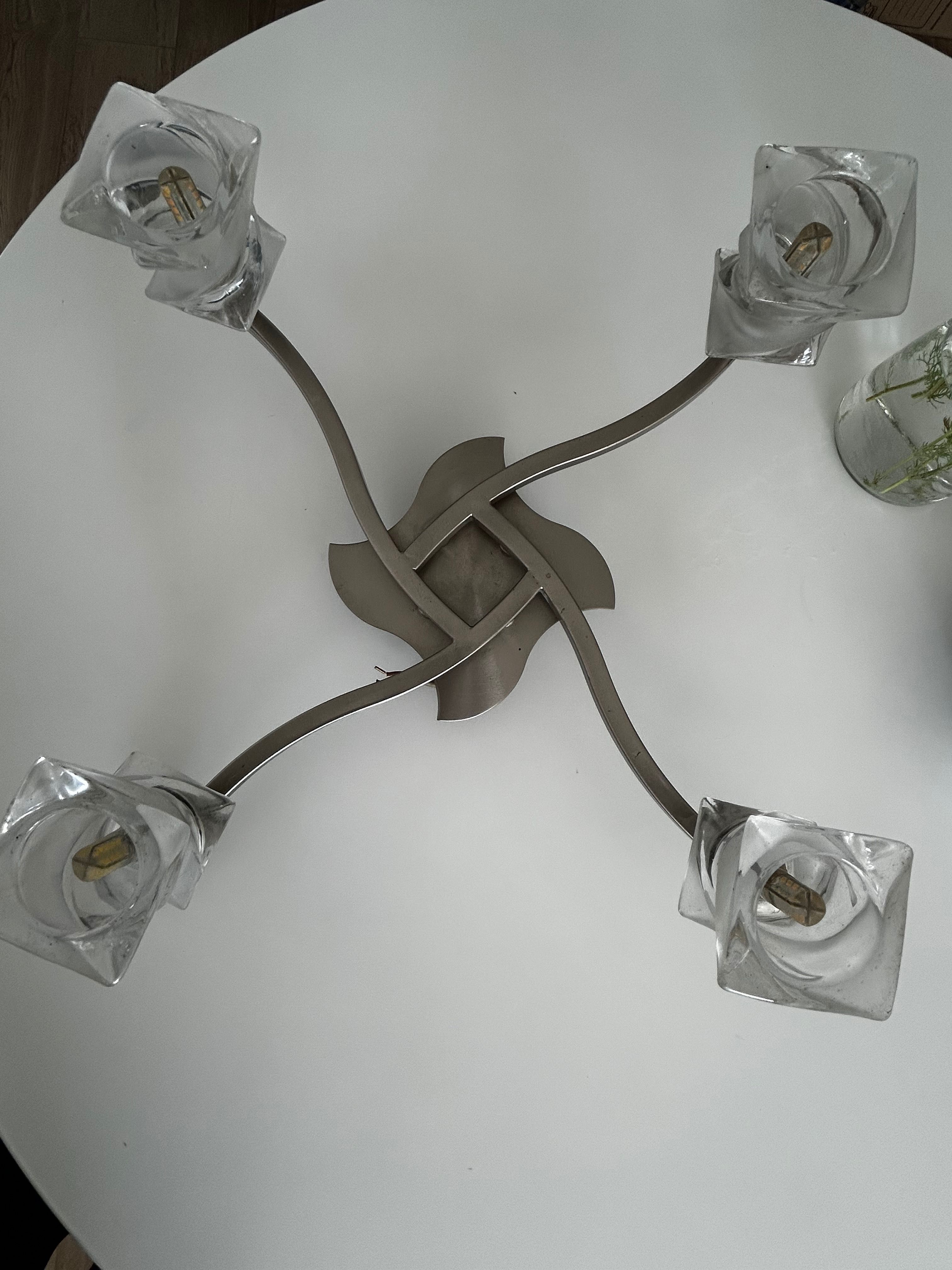 Lampa sufitowa polished chrome metal 4 lampki szklane