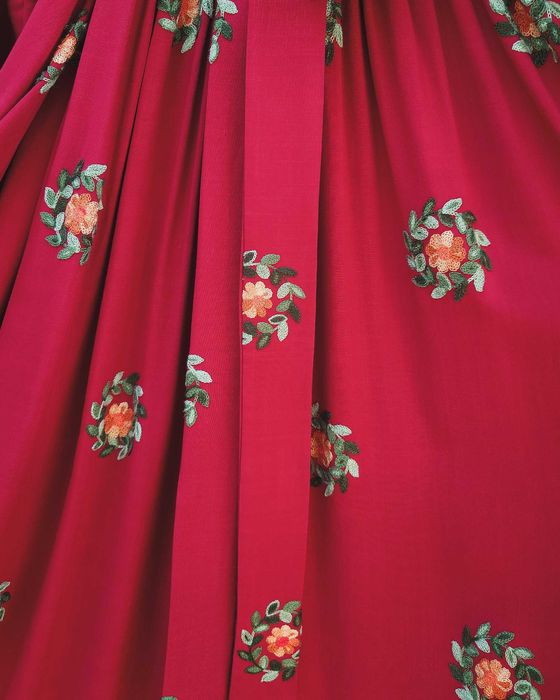 Сукня elle fortuna, червона сукня міді,сукня з вишивкою,красное платье