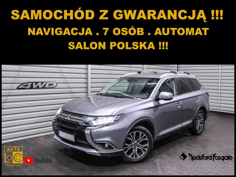 Mitsubishi Outlander 7 osób + AUTOMAT + 4x4 +  GAZ LPG  + Salon POLSKA + SKÓRA Navi LEDy