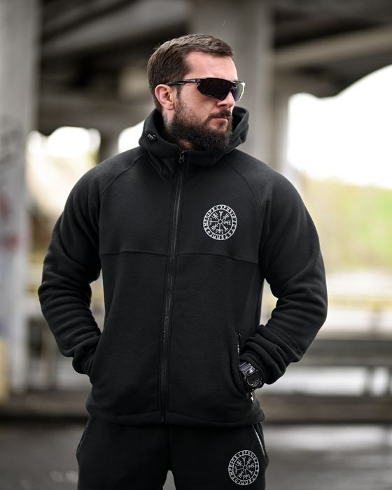 Мілітарі зимовий флісовий комплект костюм руни Руни чорний теплий