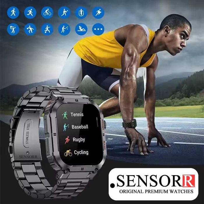 Mocny Wojskowy Zegarek Męski SMARTWATCH ROZMOWY SMS Oryginalny SENSORR