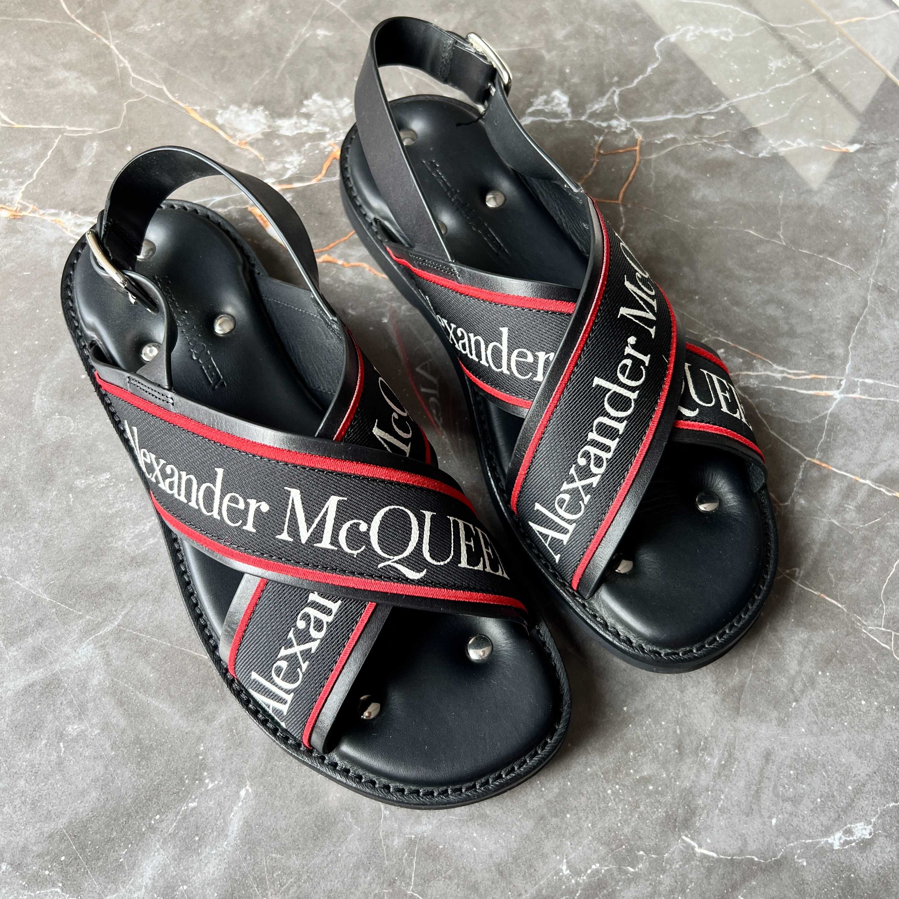 Alexander McQueen Cross Strap Sandals