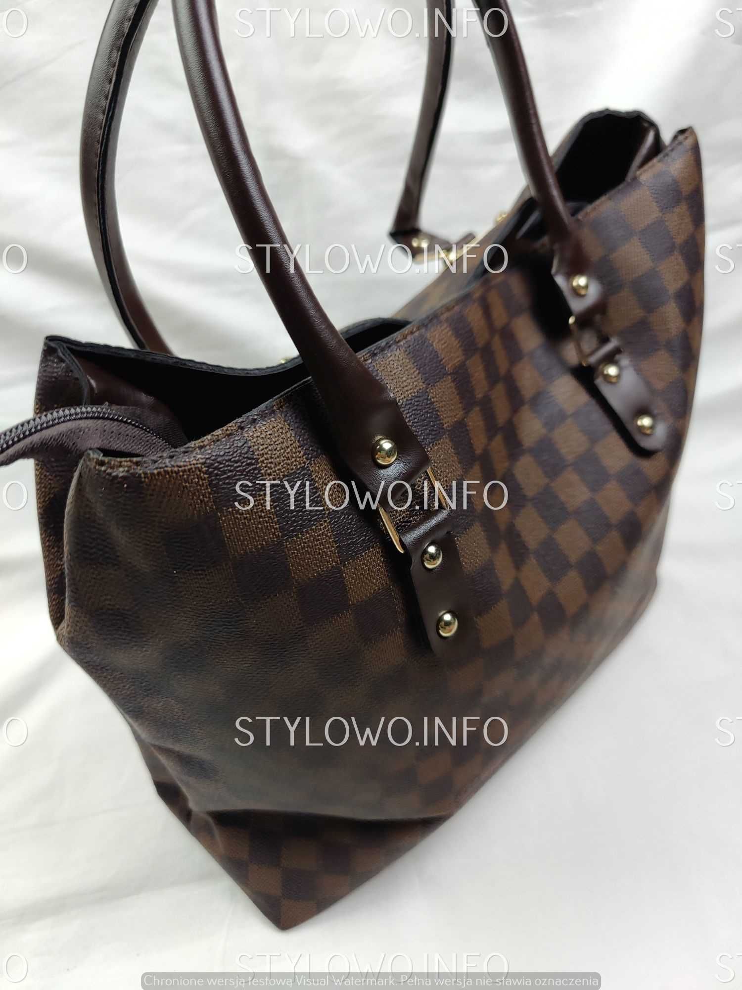 Torba z saszetka Louis Vuitton brazowa kratka nowość hit