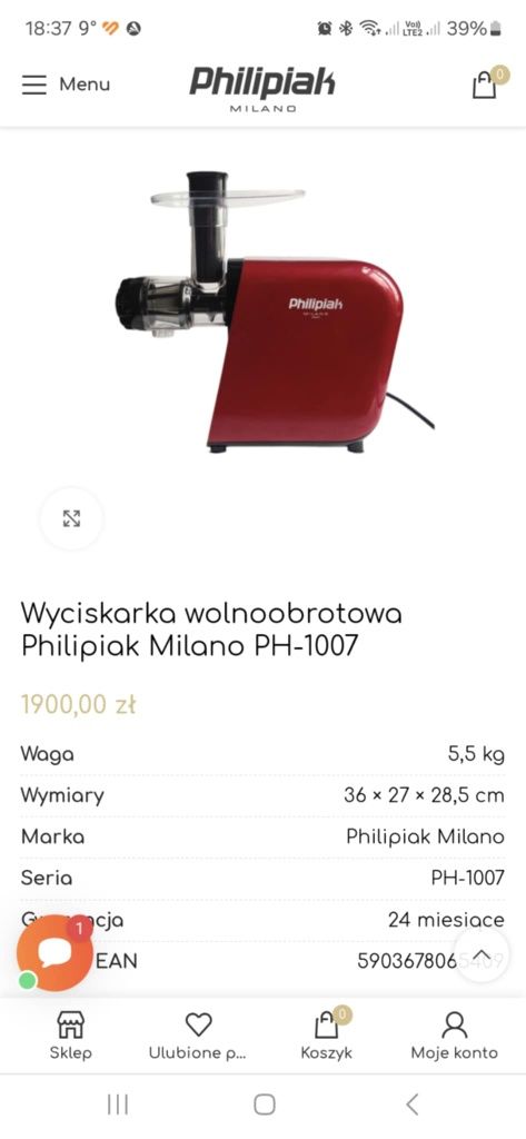 Wyciskarka wolnoobrotowa Philpiak