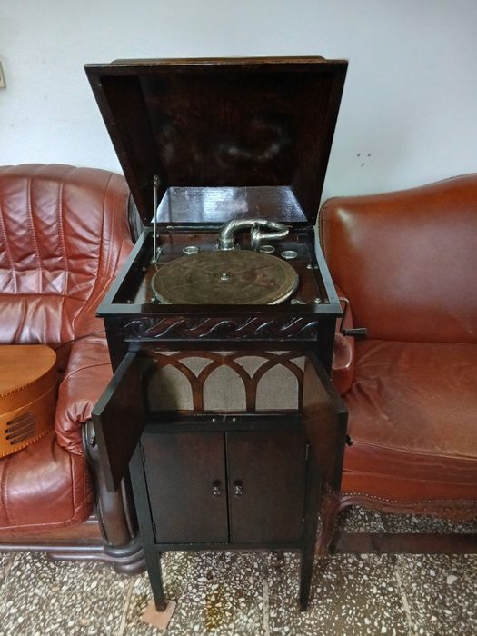 XIX w Mały Gramofon Szafkowy w Super Stanie Kolekcjonersko Muzealnym