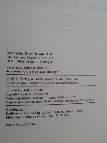 Introdução à Didáctica da Literatura de Lothar Bredella - 1ª Edição