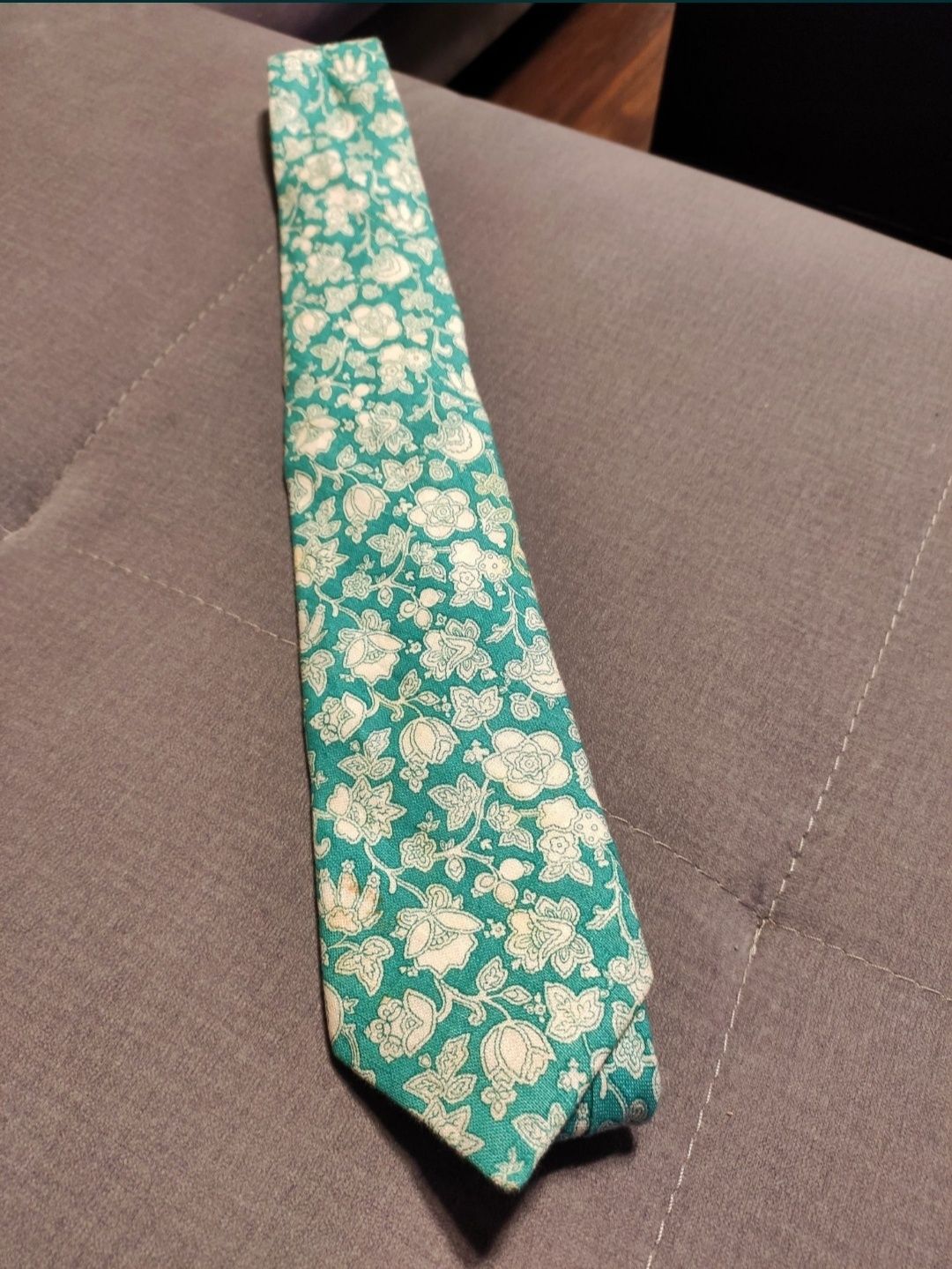Krawat zielony w kwiaty van Laack