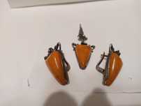 Серебро СССР, серебряные янтарные серьги СССР