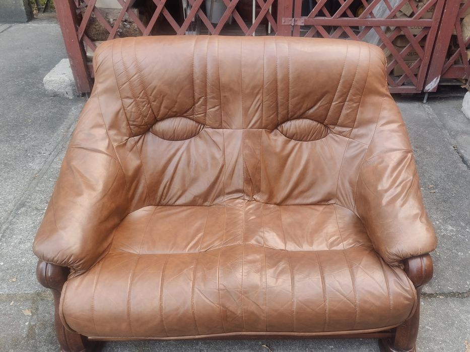 Komplet mebli skórzanych 3+2