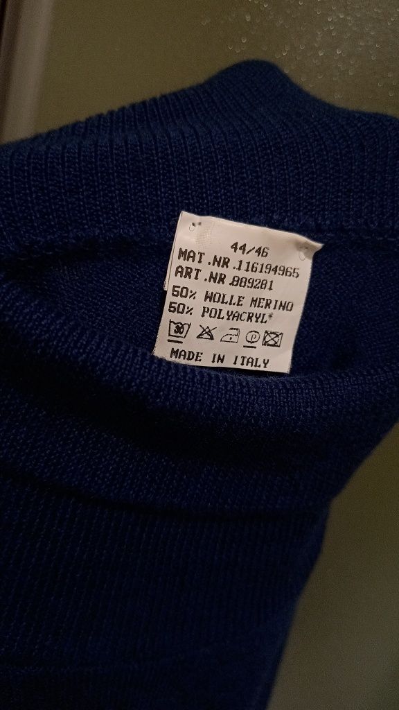 Made in Italy  Włoski sweter z golfem z wełny, 50% Merino,  L-XXXL