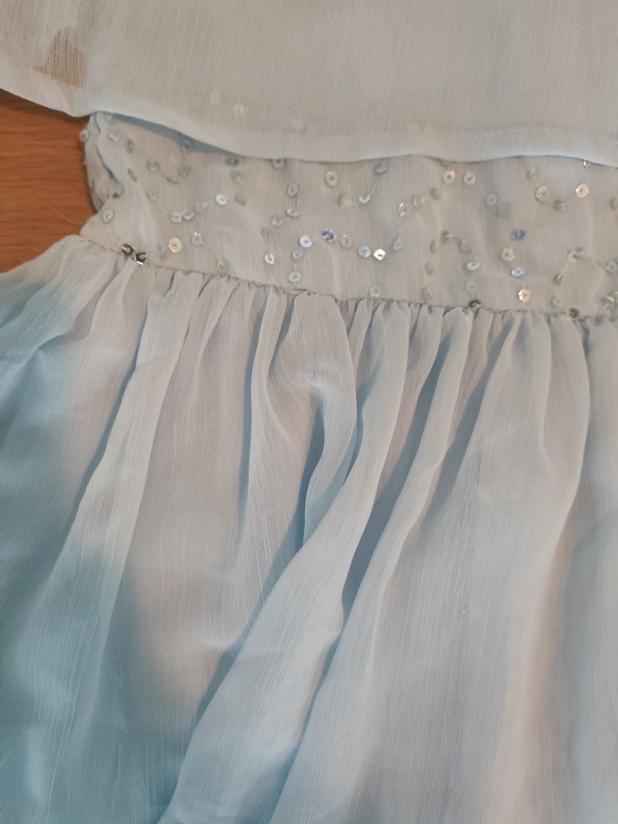 Elegancka błękitna sukienka 5 10 15 r. 128