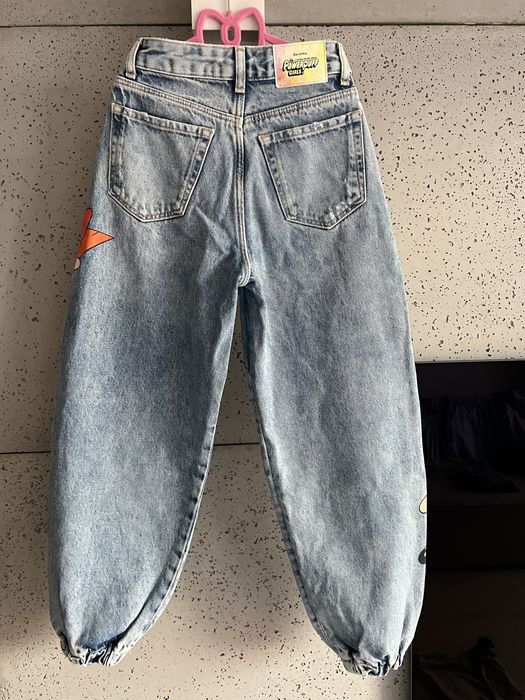 Spodnie jeansy balloon Atomówki The Powerpuff Girls Bershka rozmiar 32