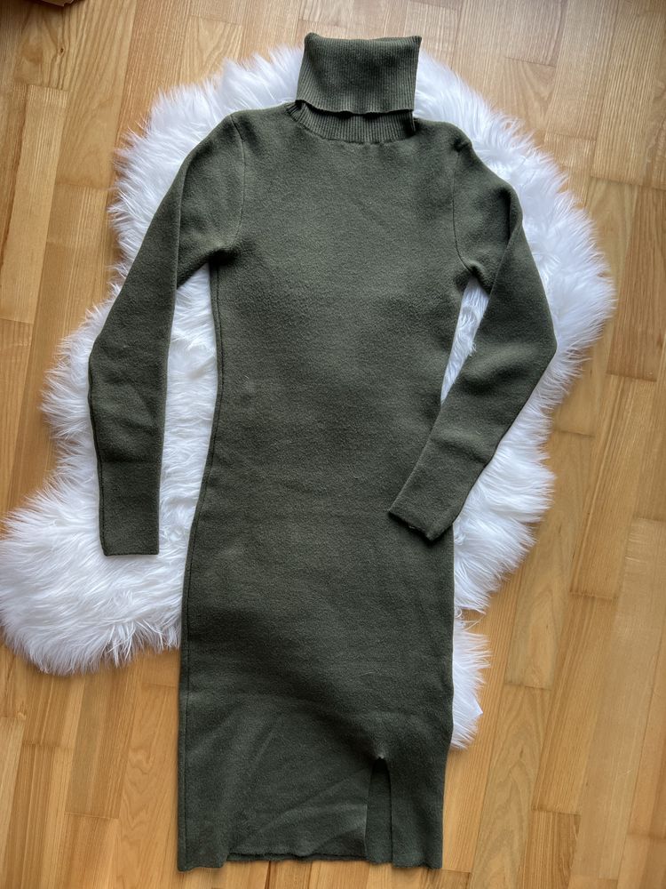 Sukienka midi z golfem Deezee khaki S