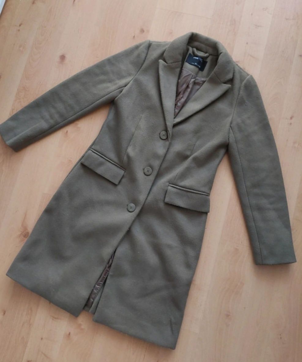 Płaszcz damski jesienny khaki 34 z wełną Sinsay 34 XS