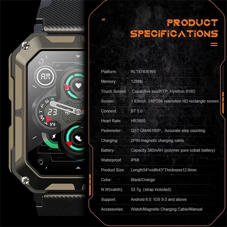 Smartwatch c20pro Pancerny i wodoodporny
