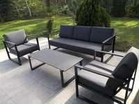 Zestaw Vonge meble ogrodowe 3 osobowa sofa dwa fotele, stolik.