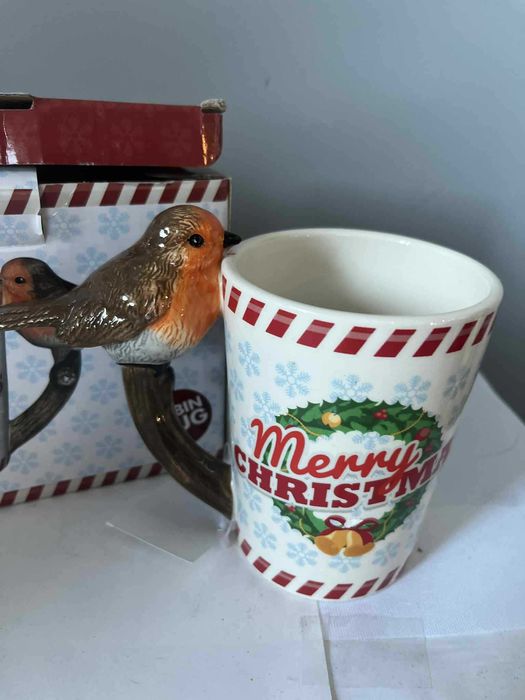Ptak Robin porcelanowy kubek świąteczny Bożenarodzenie Leonardo