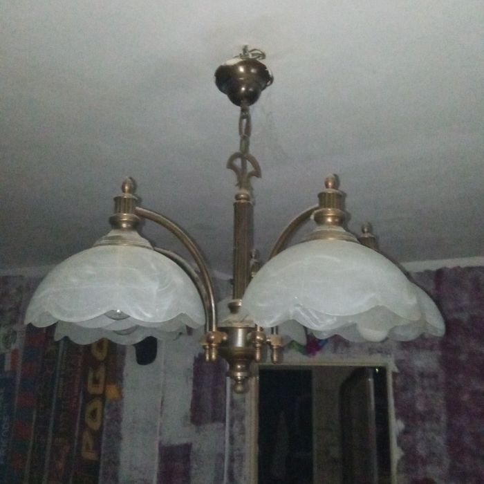 Żyrandol mosiężny PRL antyk vintage kolekcja wystrój