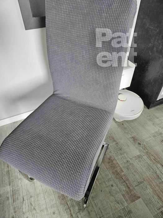 Pokrowce na krzesła szare żakardowe kratka 4 szt siwe