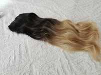 Doczepiane włosy clip in 65 cm ombre brąz blond