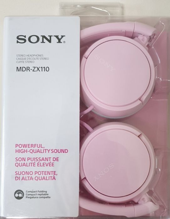 NOWE słuchawki SONY MDR-ZX110 nauszne różowe przewodowe