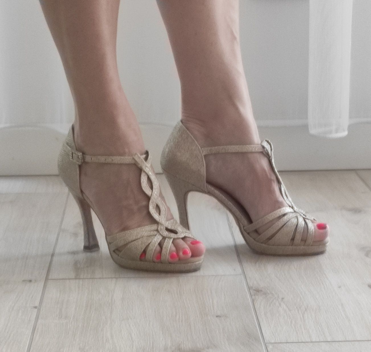 Dancin buty do tańca, szpilki, sandały złote, rozm.37