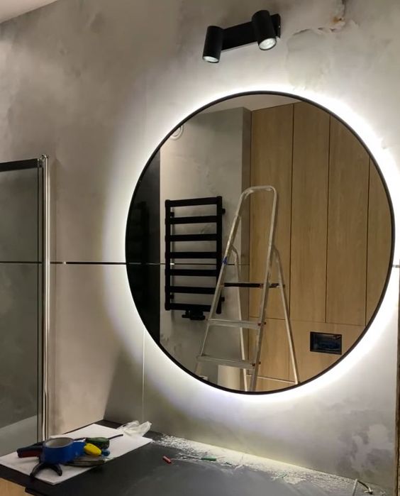 Lustro w ramię z matą grzewczą, 100cm średnicy