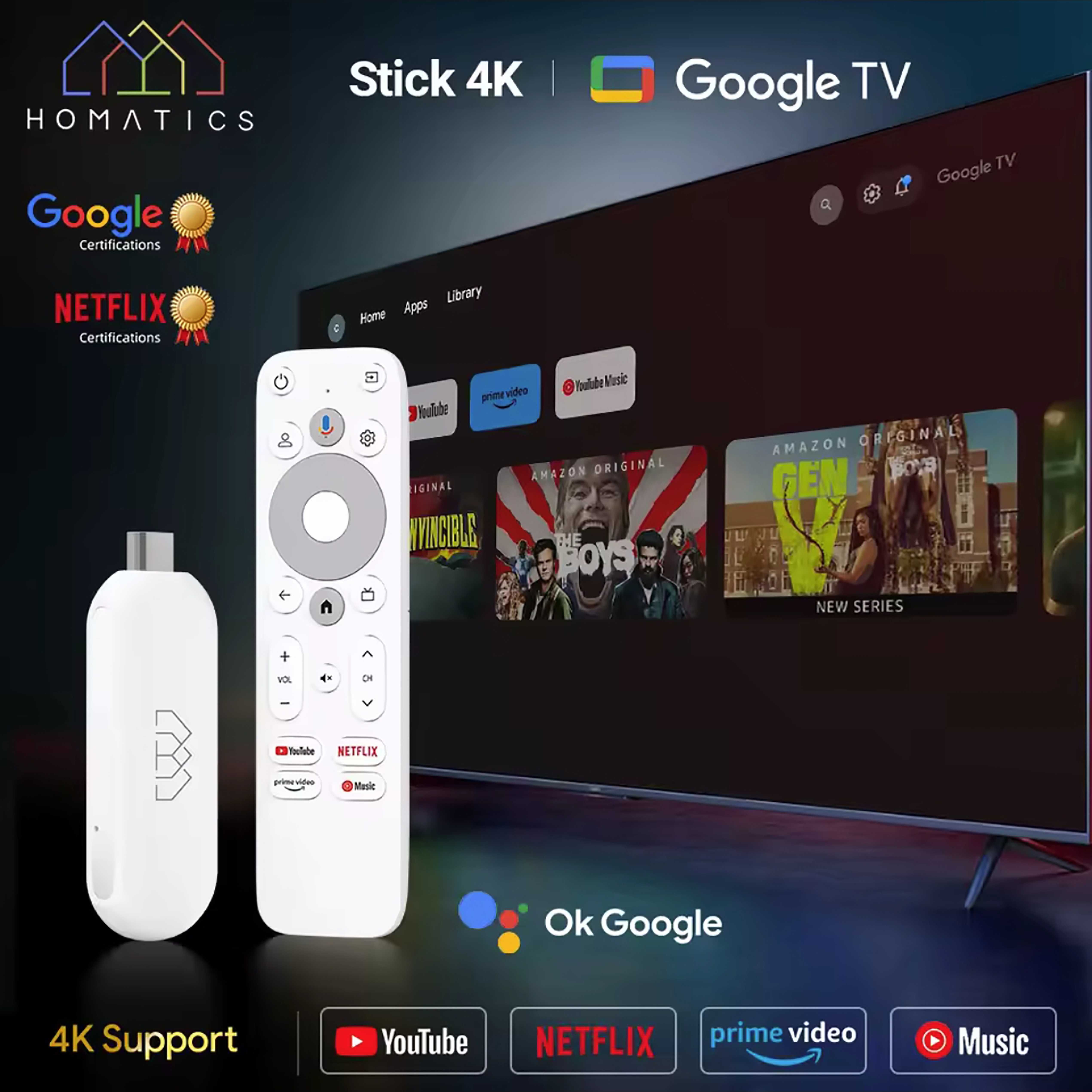 Медіаплеєр HOMATICS 4K TV Stick 2/32Gb