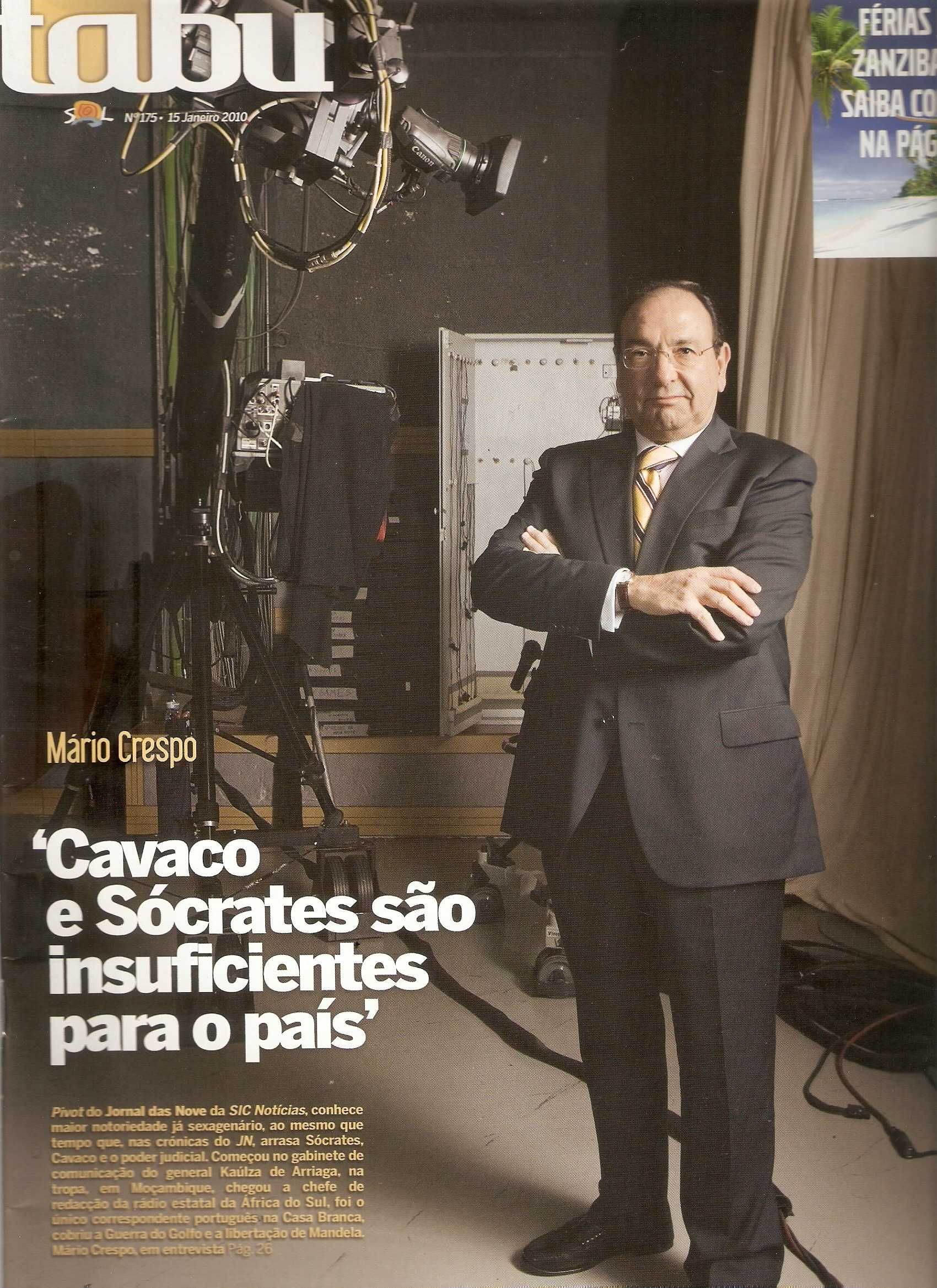 Mário Crespo na capa da revista em 2010