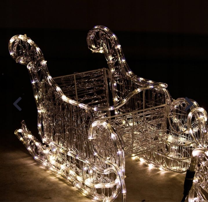 Renifery z saniami led zaprzęg flash świąteczne śliczne 150cm