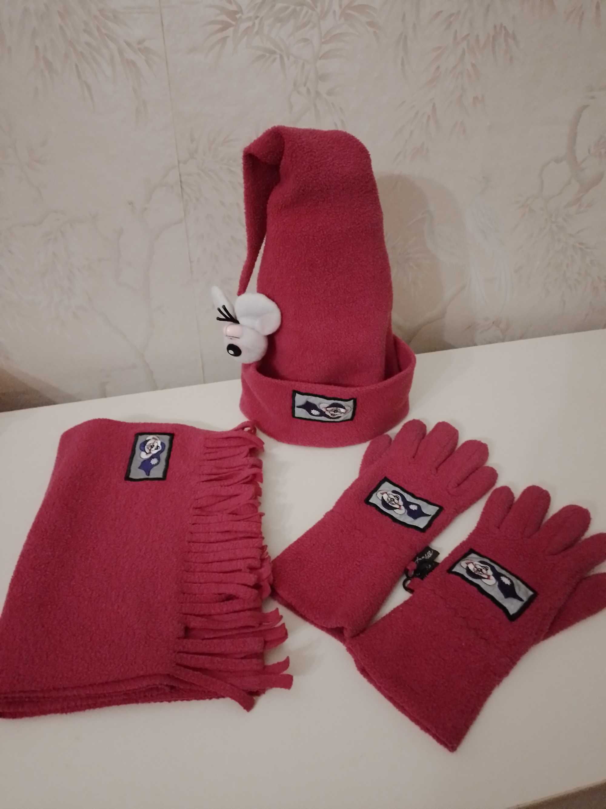 Шапка,шарф,перчатки детские флис Diddl размер x/s