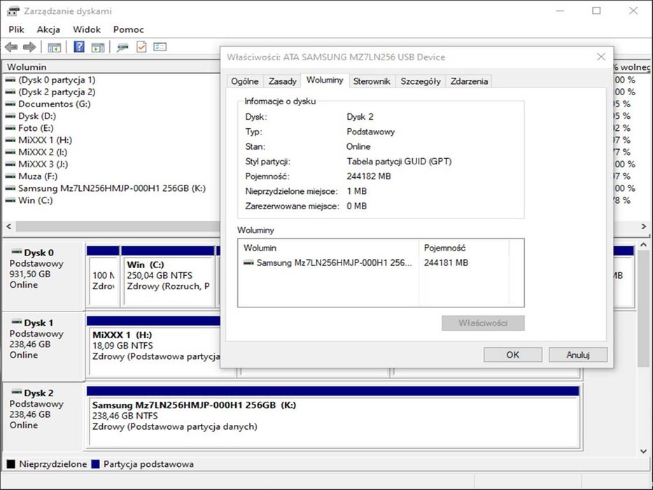 SSD 256GB Samsung Pm871A