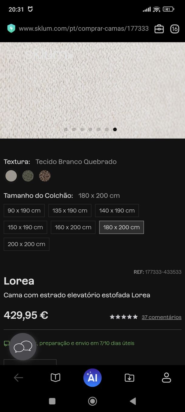 Cama 180cmx200cm marca SKLUM