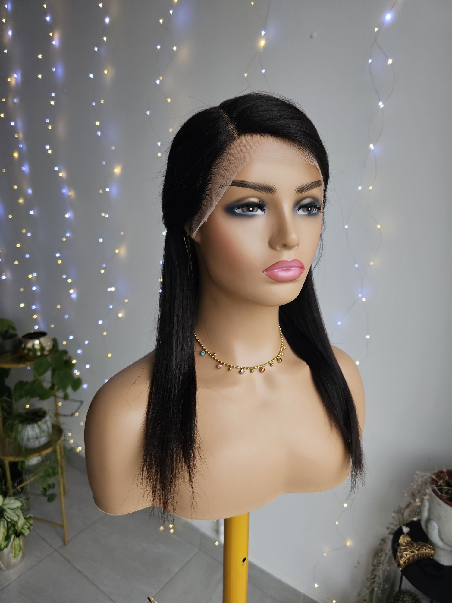 Peruka z włosów naturalnych lacefront naturalna czerń Aga 18