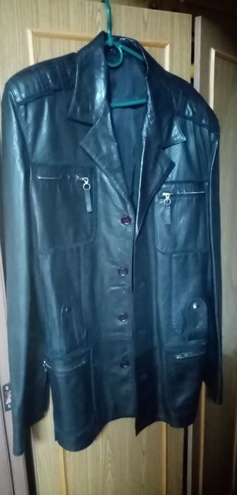 Кожаный пиджак XL