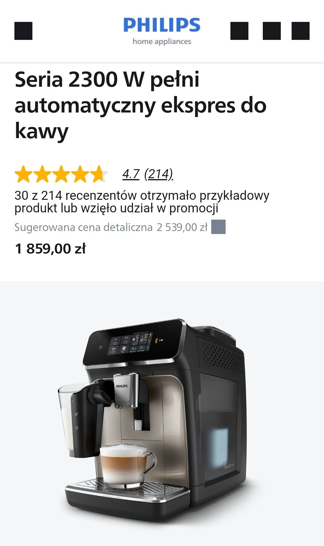 REZERWACJA Gwarancja Philips latte go ekspres kawy automatyczny cappuc