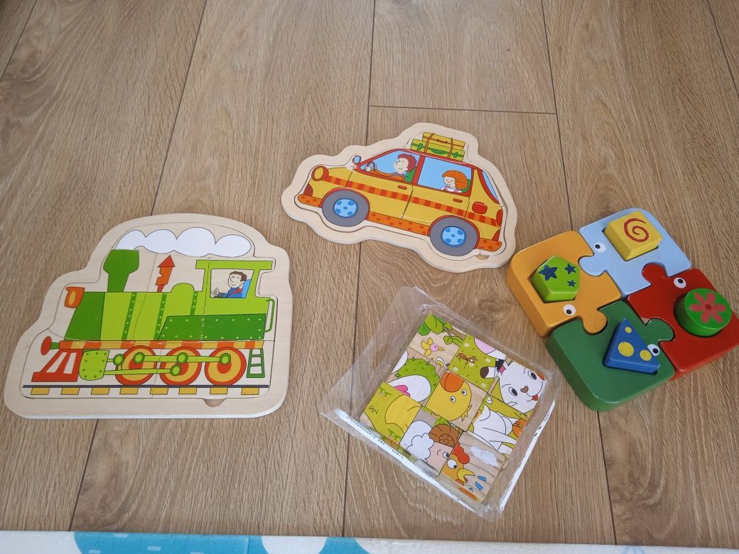 Zabawki drewniane układanki puzzle